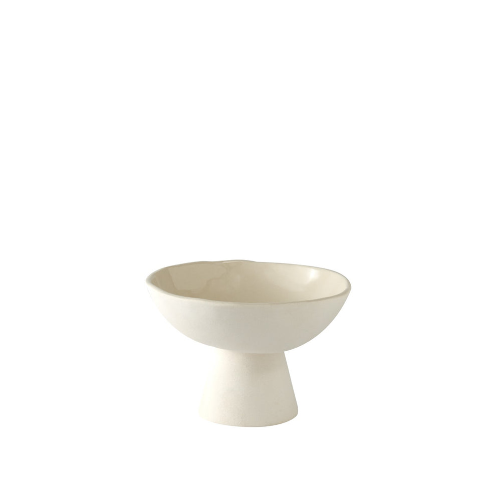 Pedestal Stoneware Medium Serving Stand Bone