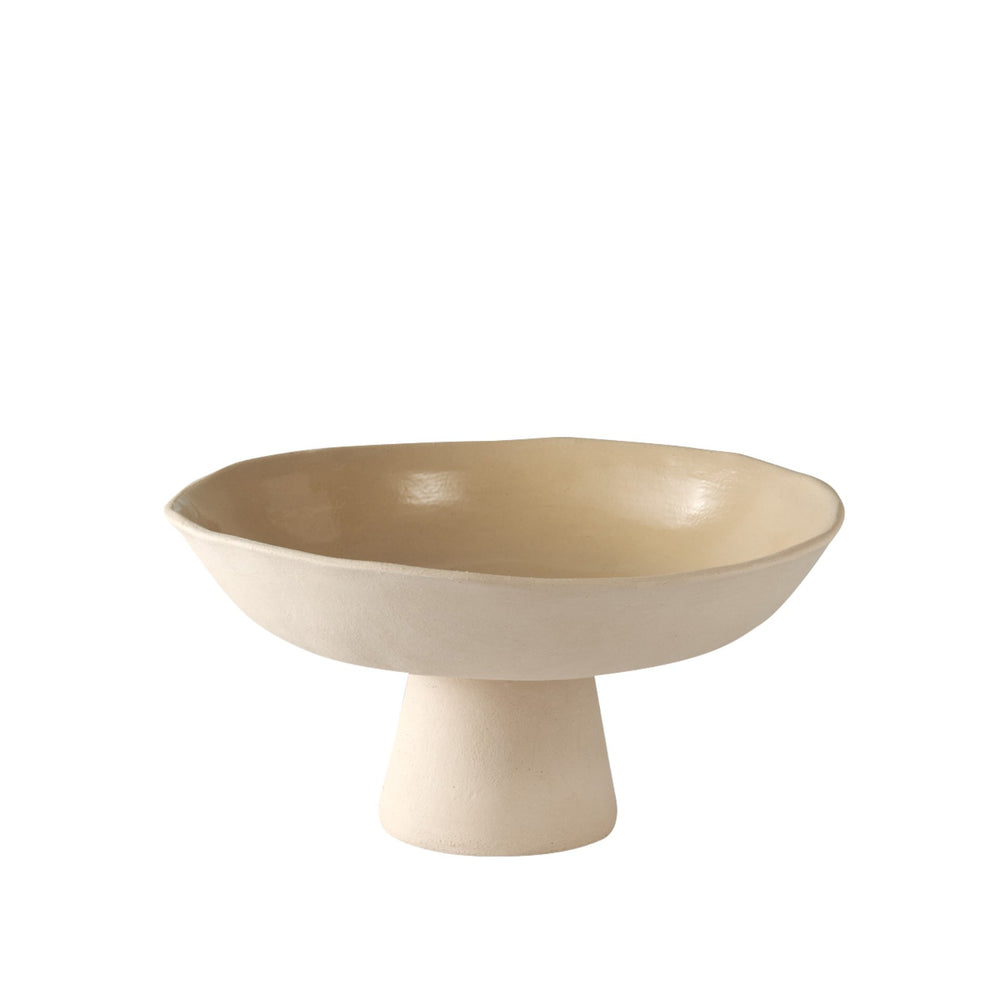 Pedestal Ceramic Large Serving Stand Beige