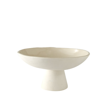 Pedestal Stoneware Large Serving Stand Bone