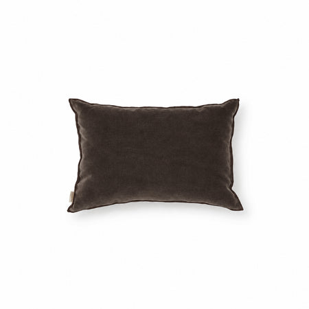 Dark Brown Velvet Rectangular Pillow with Brown Stitch Detail
