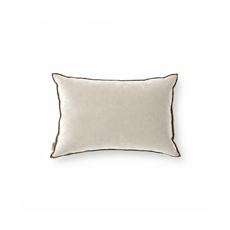 Ecru Velvet Rectangular Pillow with Brown Stitch Detail