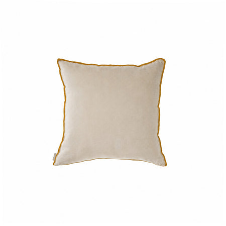 Ecru Velvet Square Pillow with Camel Stitch Detail
