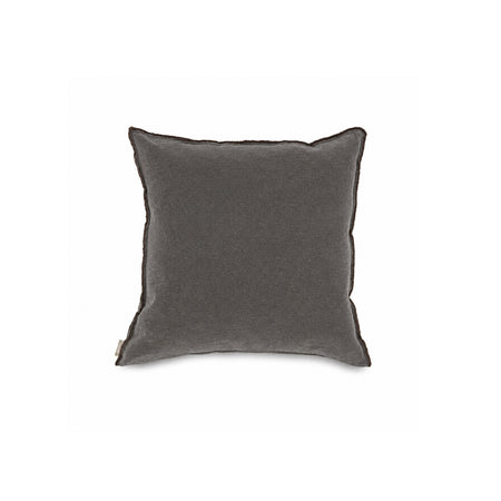 Dark Grey Velvet Square Pillow with Brown Stitch Detail