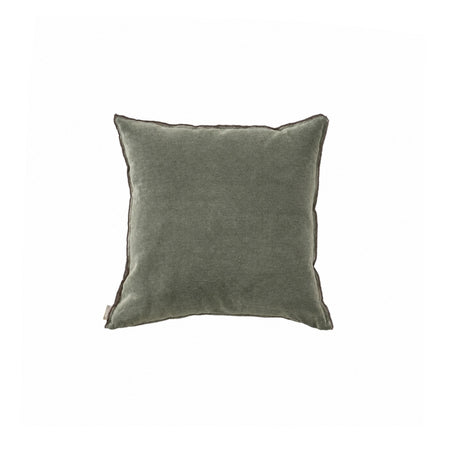 Khaki Velvet Square Pillow with Stitch Detail