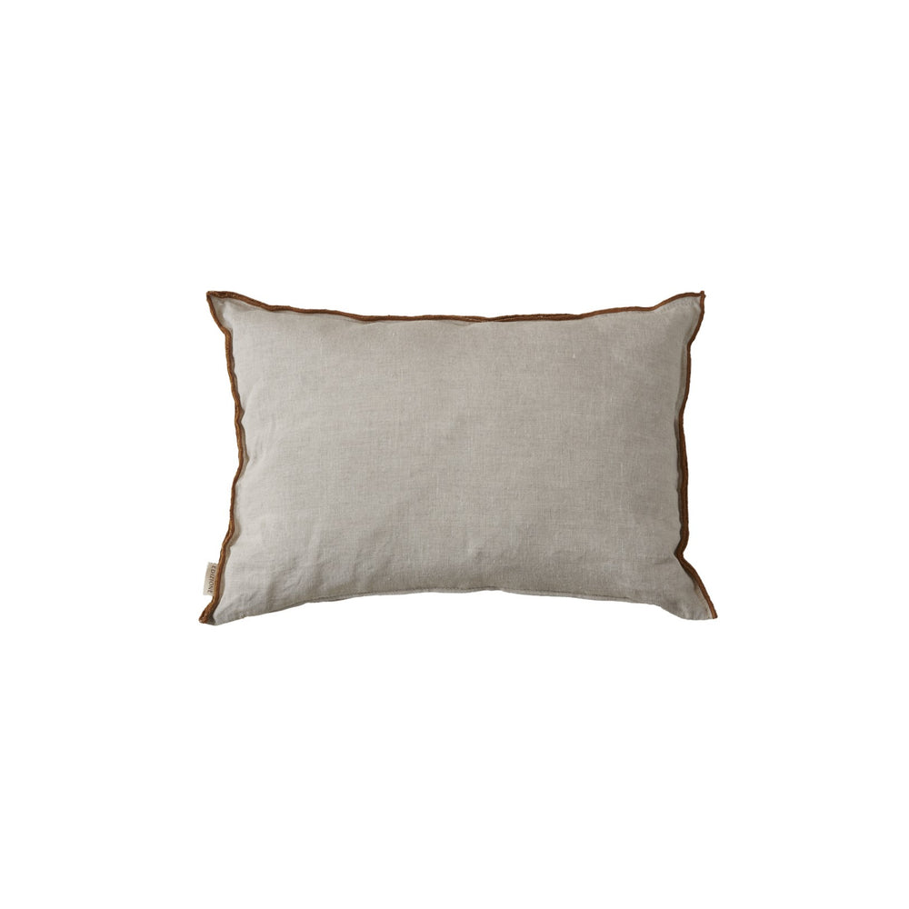 Beige Rectangular Pillow with Camel Stitch Detail