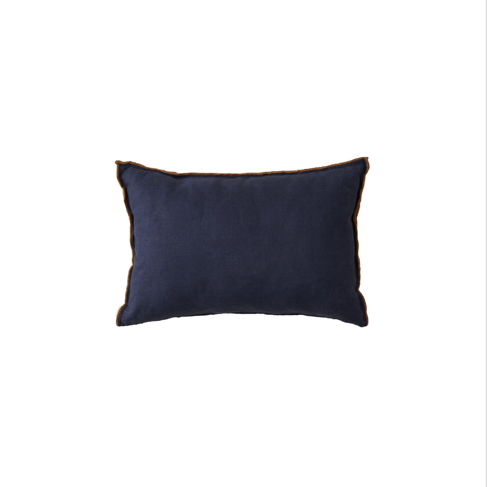 Navy Rectangular Pillow with Brown Stitch Detail