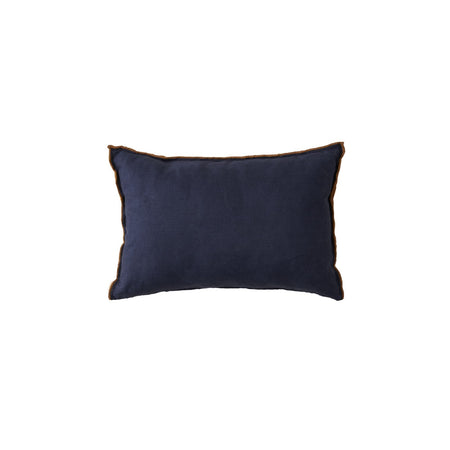 Navy Rectangular Pillow with Brown Stitch Detail
