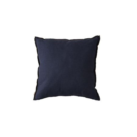 Navy Square Pillow with Brown Stitch Detail