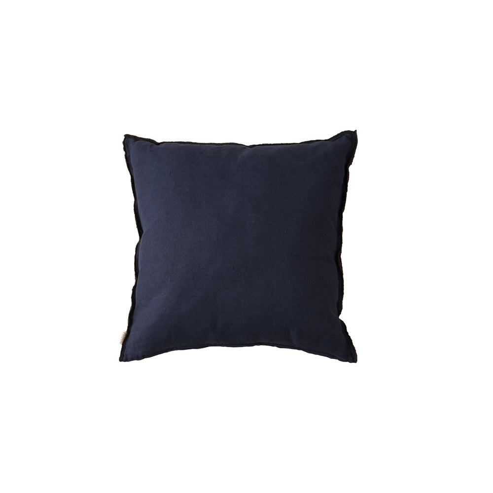 Navy Square Pillow with Brown Stitch Detail