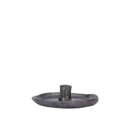 Single Metallic Round Candle Holder With Large Plate