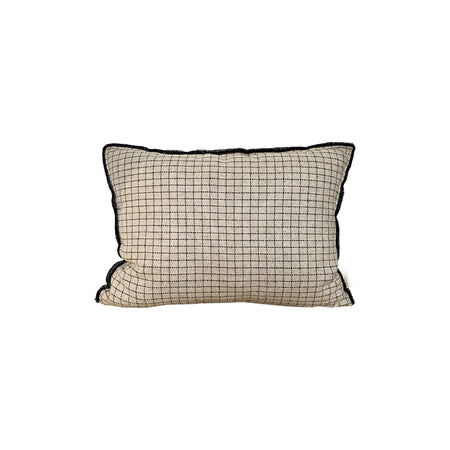 Sand Rectangular Wool-Linen Grid Pillow