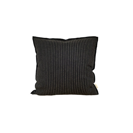Charcoal Square Wool-Linen Pinstriped Pillow