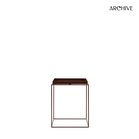 ARCHIVE - Kare Metal Yan Sehpa S Koyu Kahve